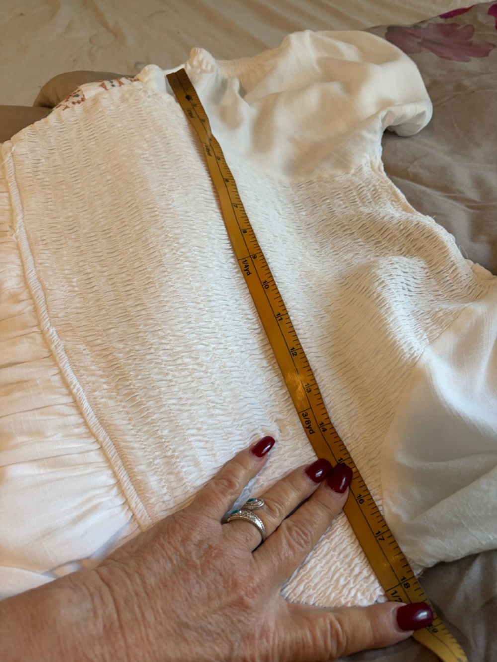 Baltic Born White Embroidered Smocked Midi Dress - Picture 9 of 9